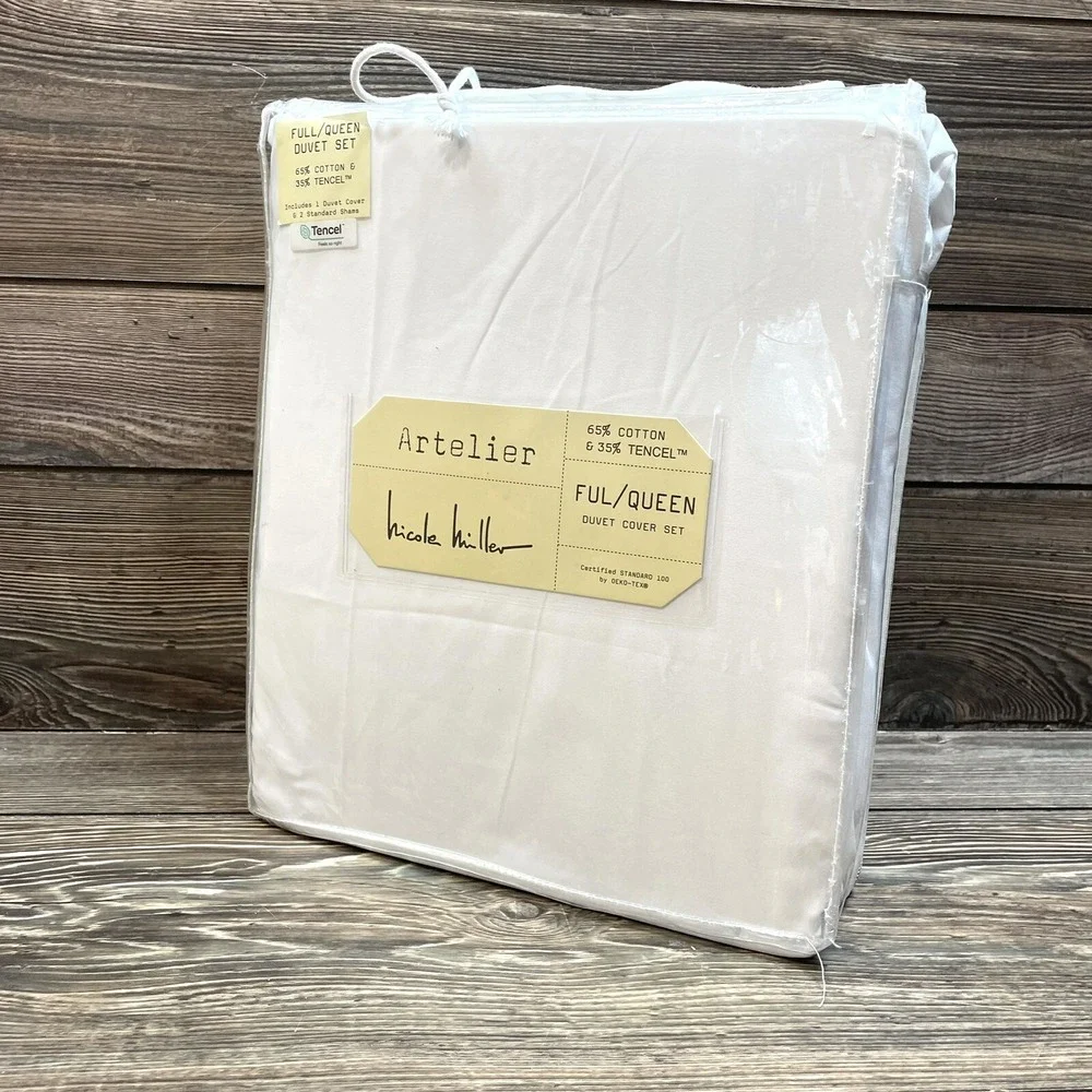 Nicole Miller Artelier Cotton Tencel Queen 3-Piece Duvet Plus Two Shams NWT